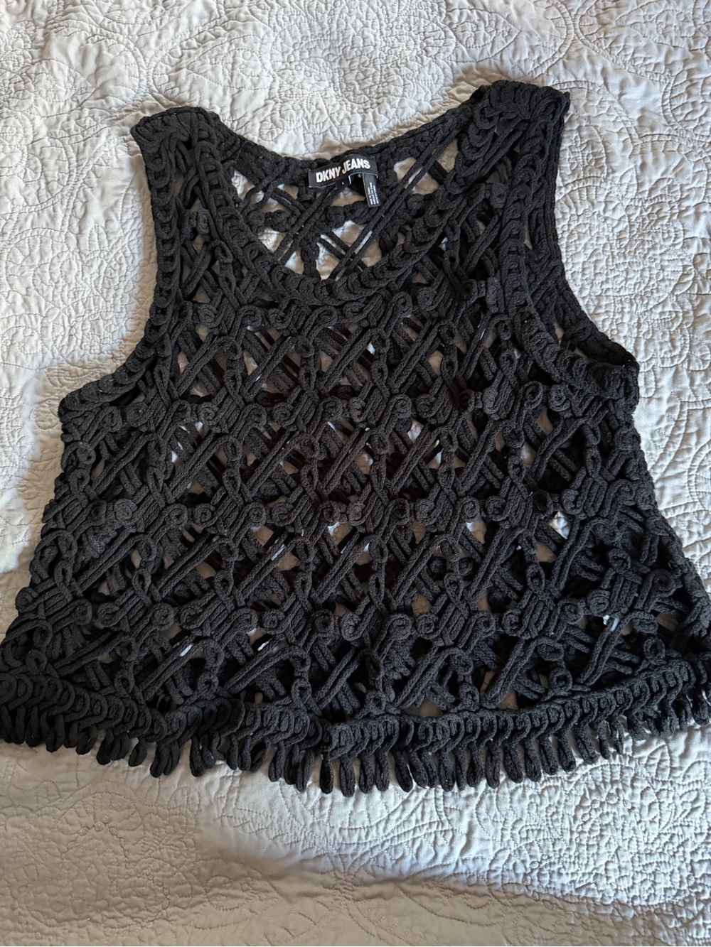 Dkny Black Crochet Tank Top